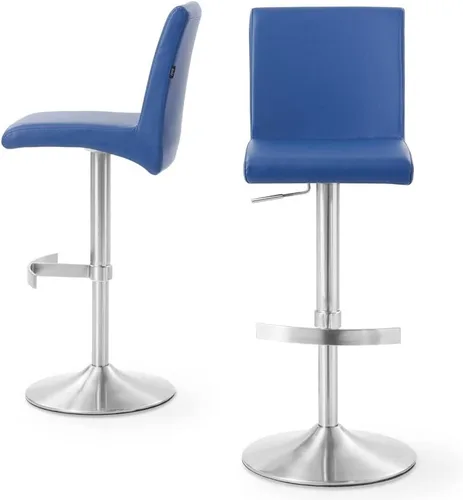Vista 8 de ZURI Modern Coveteur Taburete giratorio de altura ajustable en azul oscuro