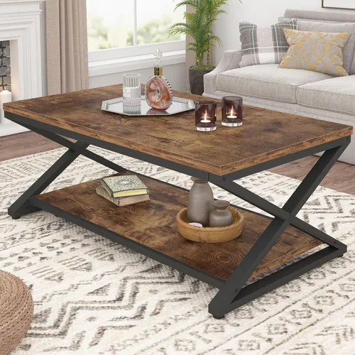 Vista 14 de HSH Mesa auxiliar rectangular de 39 pulgadas con almacenamiento para sala Roble negro