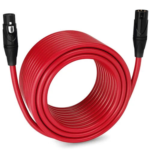 Vista 70 de LyxPro Cable de micrófono XLR hembra a macho de ángulo recto de 3 pines de 1.5 pies para altavoces amplificados, interfaz de audio, rendimiento