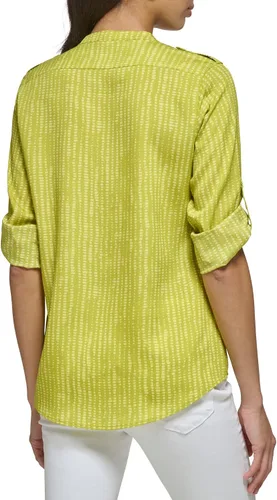 Vista 4 de Calvin Klein Manga enrollada estampada con cuello redondo para mujer