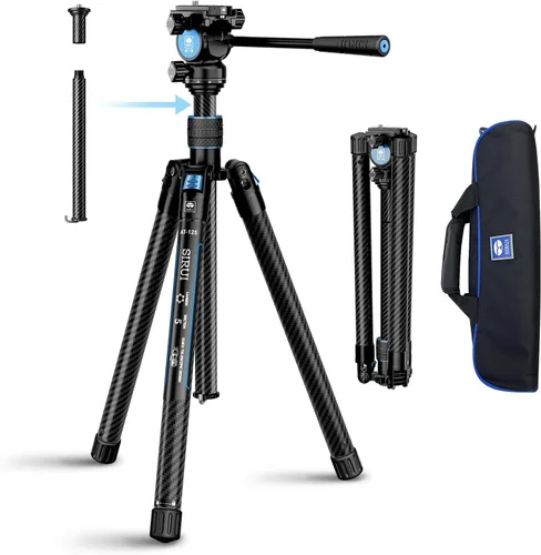 Vista 8 de Sirui Trípode de cámara de aluminio con monopié y cabeza de panorámica fluida VA-5, kit de trípode resistente de 160 cm para cámara DSLR