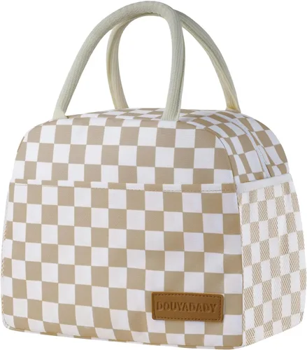 Vista 28 de douyadady Bolsa de almuerzo para mujeres/hombres, fiambrera mujeres/hombres (azul bebé+rayas blancas) Espacioso, ligero, impermeable, resistente