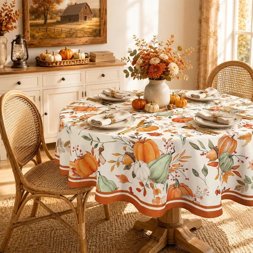 Vista 10 de Mantel de rama de pájaros de otoño impermeable, mantel rectangular de hojas de arce resistente a las manchas, mantel lavable para decoración