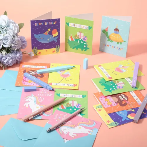 Vista 7 de Mr. Pen - Tarjetas de feliz cumpleaños para niños, 3.75 x 5.2 pulgadas, paquete de 48 con sobres, 6 diseños de animales coloridos, tarjeta