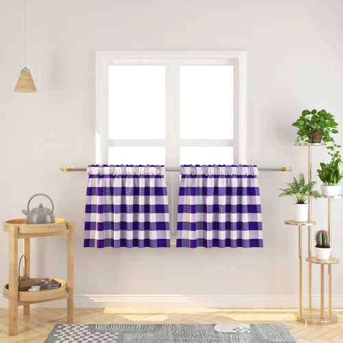 Vista 236 de Cenefas de cortina para ventana de 16 pulgadas de largo, 2 paneles de cuadros búfalo, cortinas pequeñas con bolsillo para barra, estilo clásico