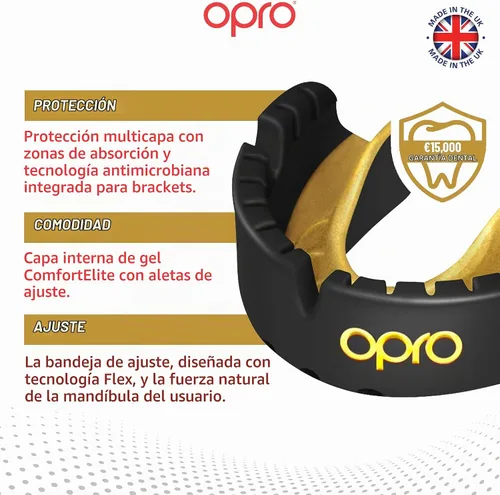 Vista 3 de OPRO Gold Level Moldable Mouth Guard for Braces Premium Fit Age 10+, Impact Sports, MMA and Boxing Mouthguard for Braces, Easy Self-Fit Mouth Guard
