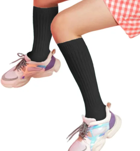 Vista 5 de HOT FEET Slouch Socks for Women and Girls - 26 Pairs Colorful Scrunch Socks, Knee High Socks Cotton, 80s 90s Long Socks