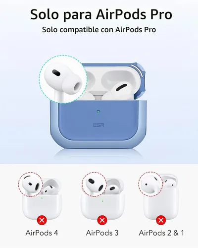 Vista 2 de ESR Funda para AirPods Pro 2, compatible con Funda de Airpods Pro de 2ª/1ª generación (2023/2022/2019), compatible con MagSafe, cubierta