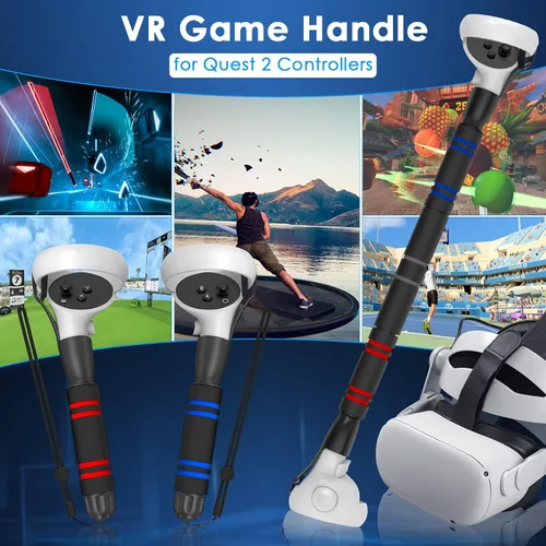 Vista 5 de YOGES VR Game Handle Accessories Compatible with Oculus Quest 2 Controllers Dual Handles Extension Grips Compatible with Meta Quest 2 Accessories