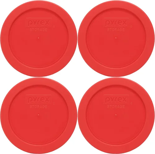 Vista 5 de Pyrex 7200-PC 2 tazas azul tapa de repuesto para almacenamiento de alimentos, fabricada en Estados Unidos BPA-Free Plastic Fits 7200 Round Glass