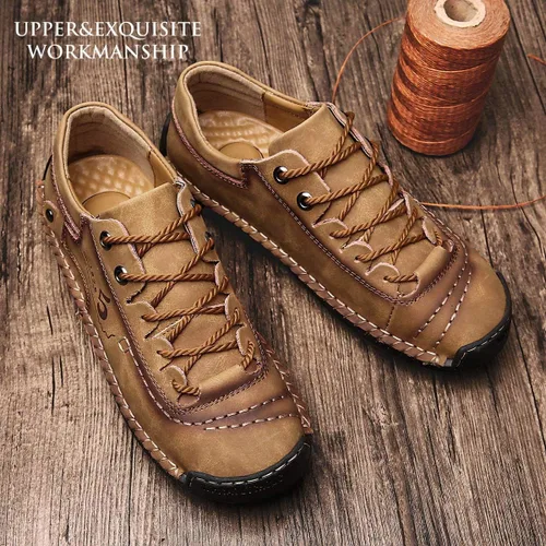 Vista 2 de alcubieree Zapatos casuales de cuero para hombre, cómodos y modernos, mocasines ligeros, para caminar, conducir, tallas 7.5-13