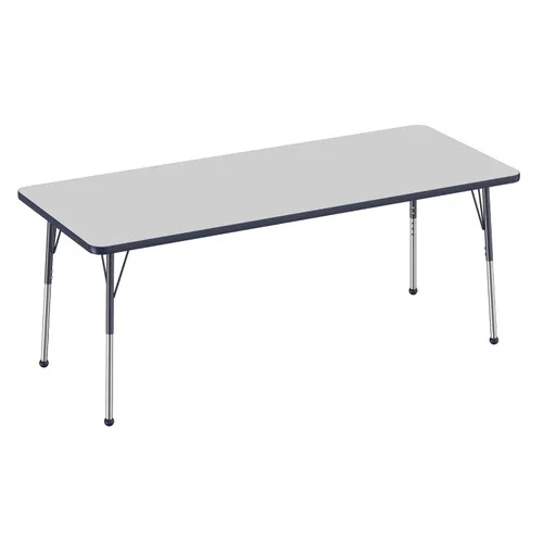 Vista 119 de FDP - Mesa rectangular para actividades escolares y de oficina (24 x 36 pulgadas), patas estándar con deslizadores giratorios, altura ajustable