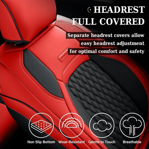 Vista 84 de Coverado Juego completo de fundas de asiento de ajuste personalizado para Chevy Silverado/GMC Sierra 2014-2018 1500, 2015-2019 2500HD 3500HD Negro