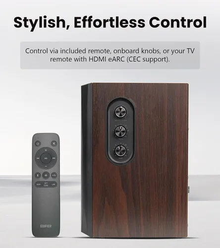 Vista 8 de Edifier S355DB 2.1 Altavoces alimentados para estantería, audio de alta Nogal
