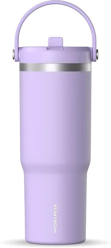 Vista 16 de Hydrapeak Nomad - Vaso de 32 onzas con asa y tapa con popote, a prueba de fugas, doble aislamiento, vaso de acero inoxidable de 32 onzas (almendra)
