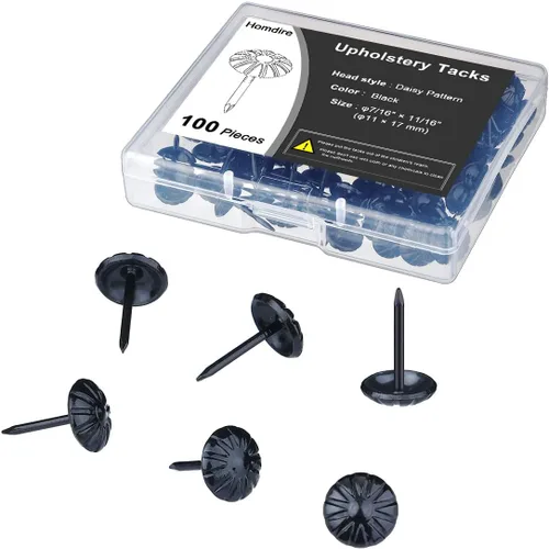 Vista 21 de Tachuelas de tapicería para muebles, clavos de tapicería negros de 3/4 pulgadas, tachuelas decorativas, 100 tachuelas de muebles resistentes