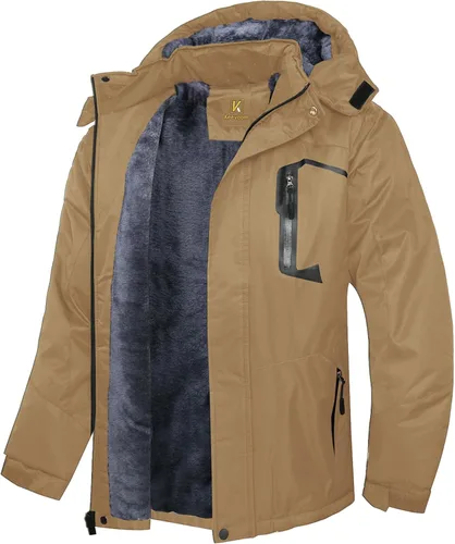 Vista 14 de Keevoom Chaquetas de invierno para hombre, abrigos de nieve para esquí, impermeables, con capucha, impermeables, para snowboard, rompevientos