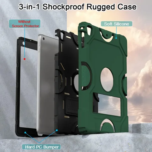 Vista 5 de ZoneFoker Funda para iPad de 6ª/5ª generación (9.7 pulgadas, modelo 2018/2017), iPad Air 2 / 1ª, iPad Pro 9.7, funda protectora resistente a prueba