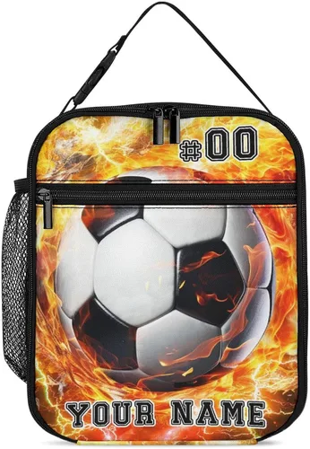 Vista 18 de Fiambrera de fútbol – Bolsa de almuerzo de fútbol reutilizable para mujeres, hombres y niños – Pequeña lonchera portátil plegable aislada