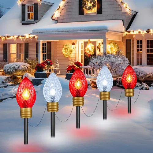 Vista 8 de Strawberry Jumbo C9 Luces de Camino de Navidad para Exteriores - 8.5 Pies 5 Luces LED C9 de Navidad, Luces C7 Cubiertas Jumbo Multicolor Luces