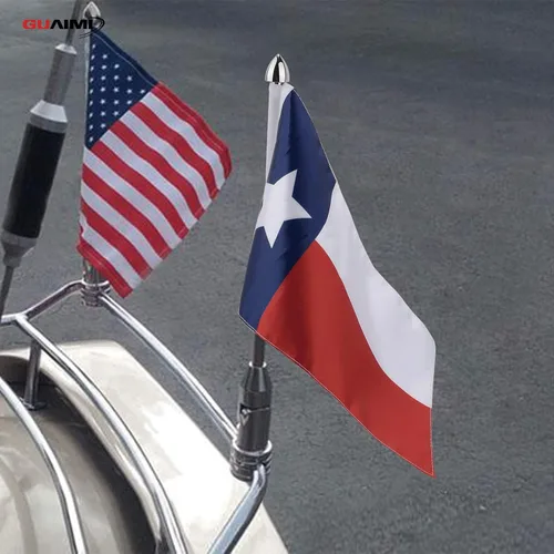 Vista 2 de GUAIMI Soporte de bandera plegable para motocicleta, asta de bandera ajustable con bandera del estado de Texas Cromado