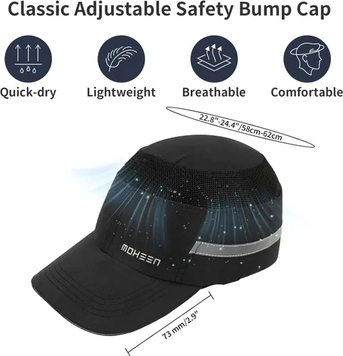 Vista 2 de Gorra de Seguridad Ligera con Protección contra Golpes - Sombrero Protector Transpirable Estilo Béisbol con Rayas Reflectantes