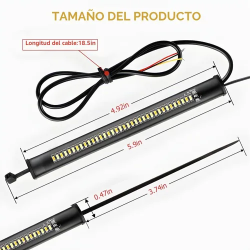 Vista 2 de zipelo 2 luces LED de señal de giro para motocicleta, intermitentes flexibles de doble color blanco y ámbar para horquilla con función switchback