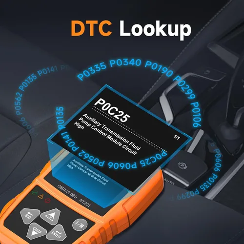 Vista 6 de FOXWELL NT201 Escáner OBD2 Lector de Códigos para Automóviles y Camiones - Reinicia la Luz de Verificación del Motor, Lee y Borra Códigos de Falla