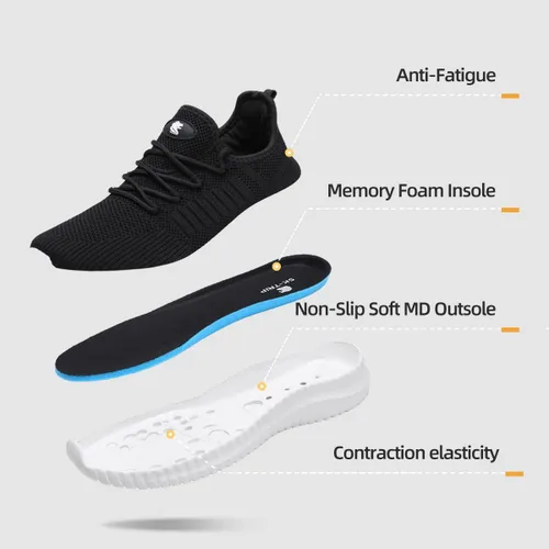 Vista 3 de SKTRIP Zapatos deportivos ligeros para caminar para hombre, zapatos deportivos de malla transpirable, informales, antideslizantes, gimnasio
