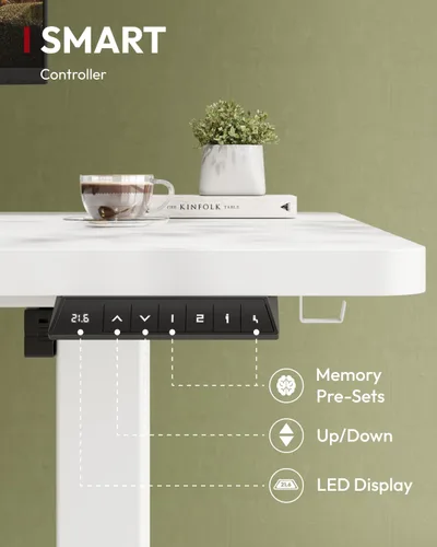 Vista 7 de SANODESK - Escritorio eléctrico ergonómico ajustable de altura grande de 71 Marco extendido blanco/parte superior blanca