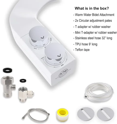 Vista 8 de BIDETbidet - Accesorio de bidé ultradelgado reversible para agua caliente izquierda/derecha con control de temperatura, juego de pomos