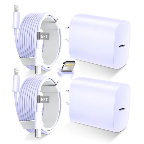 Vista 22 de DiHines Cargador rápido para teléfono 14 13 12 11, cable de carga Lightning de 3 pies con bloque de carga USB C de 20 W para teléfono 14/14 Pro