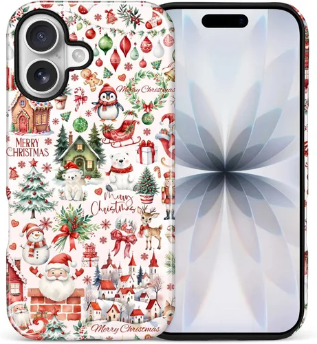 Vista 37 de Funda para iPhone 13 iPhone 14, a prueba de golpes, funda protectora híbrida de 2 capas, doble protección contra caídas, antiarañazos, diseño Rojo