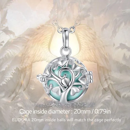 Vista 5 de EUDORA Collar de bola de armonía de 0.787in con colgante de árbol del amor y serenidad de oración mexicana de embarazo, 30.0in