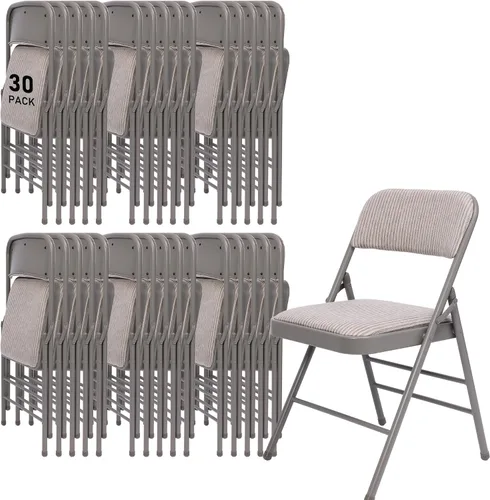 Vista 21 de SEALAMB Paquete de 4 sillas plegables con asiento cómodo, marco de metal resistente, sillas apilables portátiles para bodas, fiestas, oficina