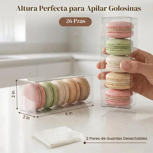 Vista 2 de VGOODALL 26 cajas transparentes de macarrón, cajas de regalo de plástico