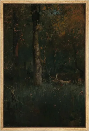 Vista 16 de SIGNFORD Lienzo enmarcado para pared, pinos sepia, bosques, bosques, naturaleza, ilustraciones de área silvestre, arte digital, arte moderno