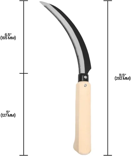 Vista 8 de Zenport K202 - Cuchillo de cosecha de lavanda para hoz/bayas, mango de madera con muescas, hoja dentada curvada de 6.5 pulgadas