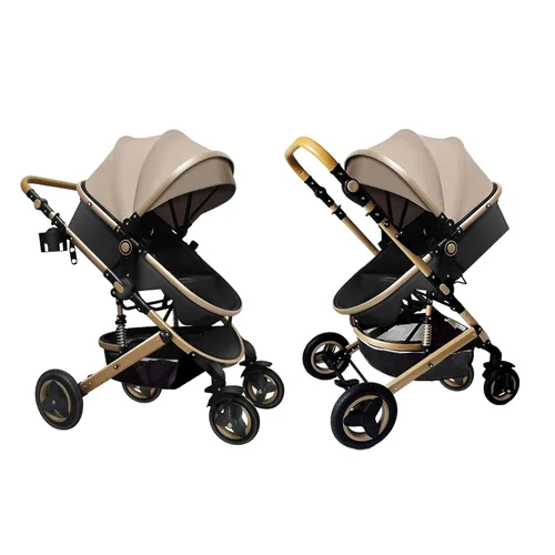 Vista 2 de Cochecito de bebé convertible con modos de sentarse reclinables para dormir, cochecito plegable para bebés, cochecito de viaje reversible