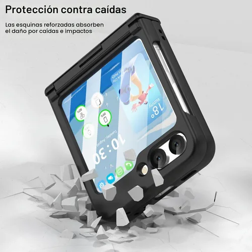 Vista 5 de Funda magnética diseñada para Galaxy Z Flip 5 con protección de bisagra y soporte [compatible con MagSafe] para Samsung Flip 5 Slim Funda protectora