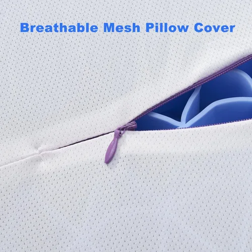 Vista 5 de Berklan Almohada para dormir con refuerzo ajustable, 100% rejilla elástica, ergonómica, de apoyo para el cuello, almohada de gran