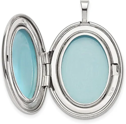 Vista 4 de Collar de cadena con dije ovalado de plata de ley 925 de 0787in para árbol de fotos al aire libre joyería fina para mujeres regalos para ella