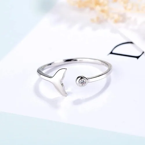 Vista 5 de Adiustable Rina Animal Rinas for Girls Dolphin Frog Cat Rabbit Elephant Fish Tail Cute Ring for Bestie