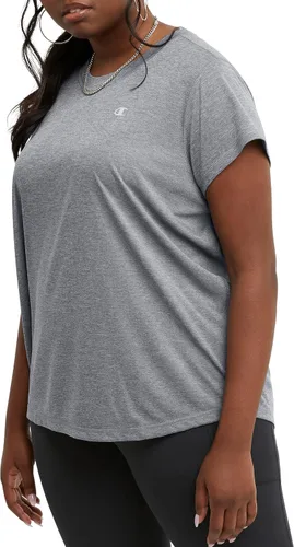 Vista 3 de Champion Camiseta deportiva clásica para mujer, camiseta deportiva que absorbe la humedad, camiseta atlética para mujer, talla grande disponible