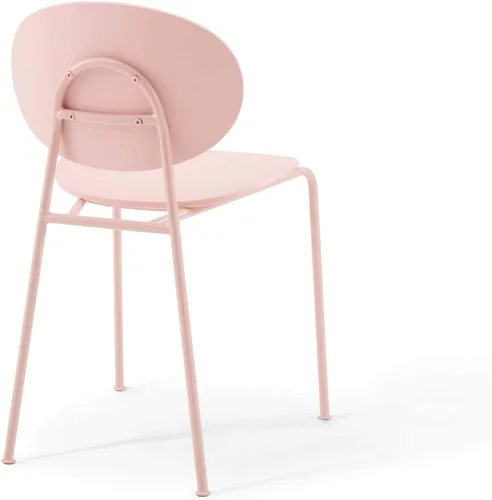 Vista 8 de Modway Palette - Silla moderna de plástico moldeado para comedor, color rosa, juego de 2, viene totalmente montada