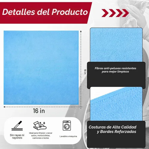 Vista 2 de Oudain 200 paños de limpieza de microfibra de 16 x 16 pulgadas para automóvil, trapos de limpieza ultra absorbentes, reutilizables, sin pelusas, sin