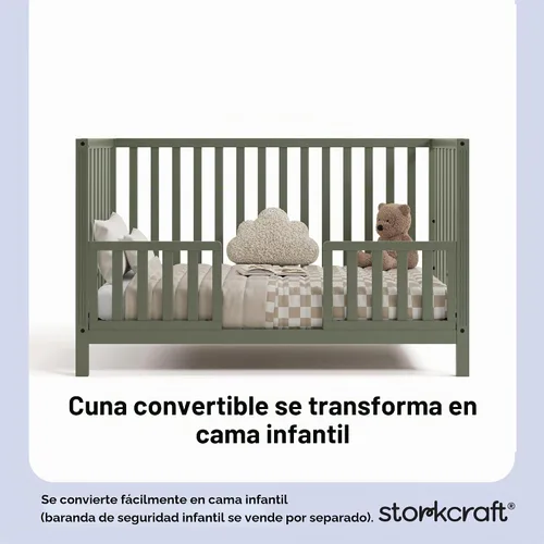 Vista 4 de Storkcraft Morningside - Cuna convertible 5 en 1, color verde oliva