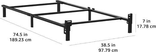 Vista 2 de Amazon Basics Base de cama de metal tamaño individual (requiere somier), base de 6 patas para somier y soporte de colchón, fácil montaje sin