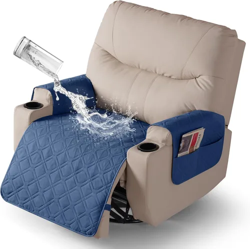 Vista 43 de VANSOFY - Fundas de asiento 100% impermeables para sillas reclinables, color azul, 22 pulgadas Azuree
