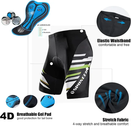 Vista 4 de sponeed - Pantalones cortos de bicicleta para hombre